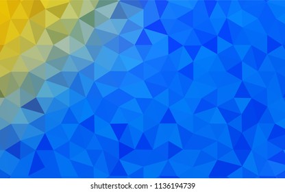 Light Blue, Yellow vector polygonal background. Triangular geometric sample with gradient.  Brand new design for your business.