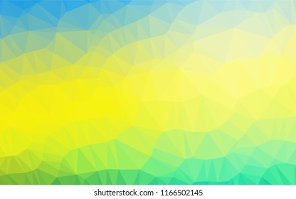 Light Blue, Yellow vector polygonal template. Triangular geometric sample with gradient.  The elegant pattern can be used as part of a brand book.
