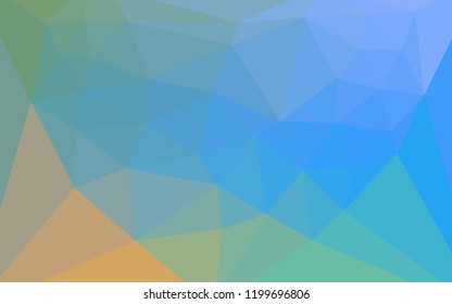 Light Blue, Yellow vector polygonal template with a heart in a centre. Illustration in Origami style with gradient. Triangular pattern for your design.
