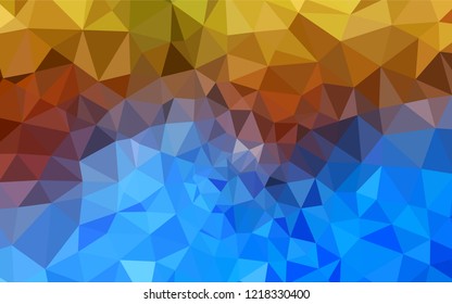 Light Blue, Yellow vector polygonal background. Geometric illustration in Origami style with gradient.  Triangular pattern for your design.