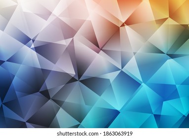 Light Blue, Yellow vector polygonal template. Triangular geometric sample with gradient.  Best triangular design for your business.