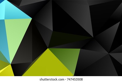 Light Blue, Yellow vector polygonal template. Shining illustration, which consist of triangles. The textured pattern can be used for background.