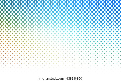 Light Blue, Yellow vector red banner with set of circles, dots. Donuts Background. Creative Design Template. Technological halftone illustration.
