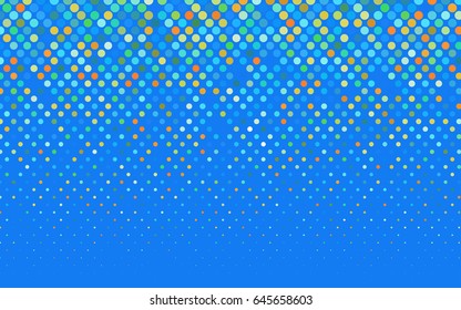 Light Blue, Yellow vector red banner with set of circles, dots. Donuts Background. Creative Design Template. Technological halftone illustration.