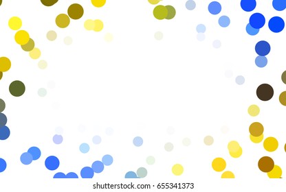 Light Blue, Yellow vector red pattern of geometric circles, shapes. Colorful mosaic banner. Geometric background with colored disks.