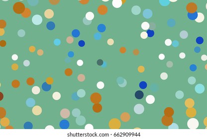Light Blue, Yellow vector red banner with set of circles, dots. Donuts Background. Creative Design Template. Technological halftone illustration.