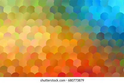 Light Blue, Yellow vector red pattern of geometric circles, shapes. Colorful mosaic banner. Geometric background with colored disks.