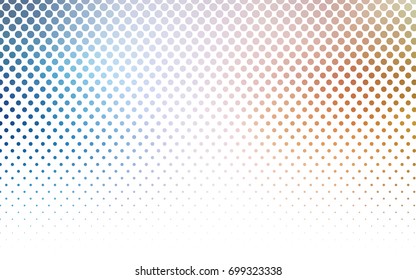 Light Blue, Yellow vector red banner with set of circles, dots. Donuts Background. Creative Design Template. Technological halftone illustration.