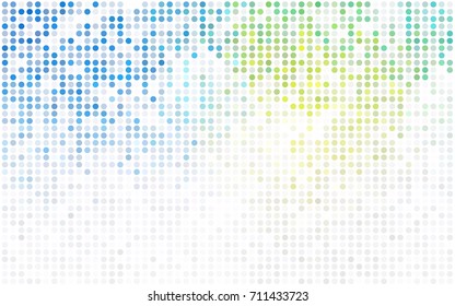 Light Blue, Yellow vector red banner with set of circles, dots. Donuts Background. Creative Design Template. Technological halftone illustration.