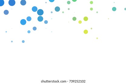 Light Blue, Yellow vector red banner with set of circles, dots. Donuts Background. Creative Design Template. Technological halftone illustration.