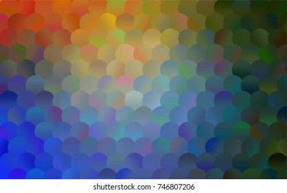 Light Blue, Yellow vector red banner with set of circles, dots. Donuts Background. Creative Design Template. Technological halftone illustration.