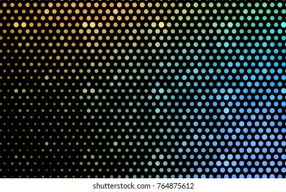 Light Blue, Yellow vector red banner with set of circles, dots. Donuts Background. Creative Design Template. Technological halftone illustration.