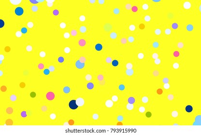 Light Blue, Yellow vector red banner with set of circles, dots. Donuts Background. Creative Design Template. Technological halftone illustration.