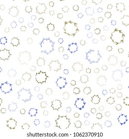 Light Blue, Yellow vector seamless  texture with disks. Abstract illustration with colored bubbles in nature style. Pattern can be used for futuristic ad, booklets.