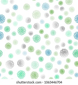 Light Blue, Yellow vector seamless doodle blurred template. Glitter abstract illustration with doodles and flowers. Template for backgrounds of cell phones.