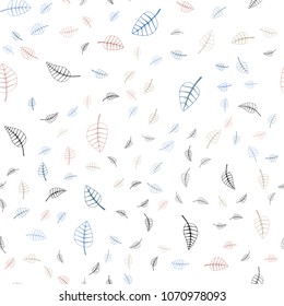 Light Blue, Yellow vector seamless  doodle bright pattern. Shining colored illustration with leaves in doodle style. The textured pattern can be used for website.
