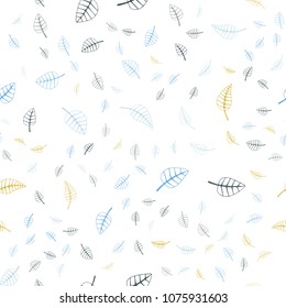 Light Blue, Yellow vector seamless  natural abstract template. Creative illustration in blurred style with leaves. Brand-new design for your business.