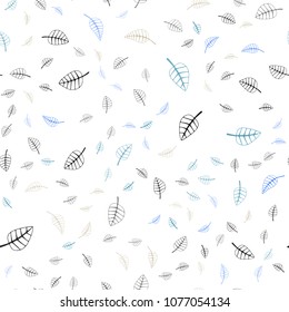 Light Blue, Yellow vector seamless  doodle bright layout. Doodle illustration of leaves in Origami style with gradient. Hand painted design for web, wrapping, wallpaper.