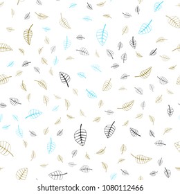 Light Blue, Yellow vector seamless  natural elegant background. Brand-new colored illustration in blurry style with leaves. Completely new template for your business design.