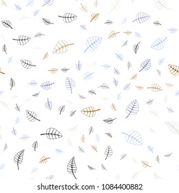 Light Blue, Yellow vector seamless  natural elegant artwork. Blurred decorative design in Indian style with leaves. Completely new template for your business design.