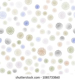 Light Blue, Yellow vector seamless abstract doodle template. An elegant bright illustration with flowers in Natural style. Hand painted design for web, wrapping, wallpaper.