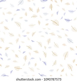 Light Blue, Yellow vector seamless  natural elegant pattern. Glitter abstract illustration with doodles and leaves. Brand-new style for your business design.