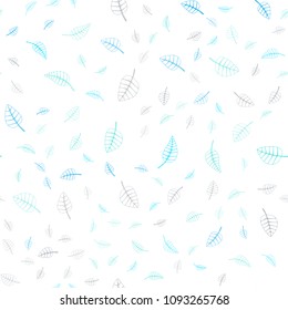 Light Blue, Yellow vector seamless  abstract doodle wallpaper. Sketchy doodles with leaves on blurred background. Brand-new design for your business.