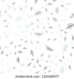 Light Blue, Yellow vector seamless  natural elegant template. leaves on blurred abstract background with gradient. Elegant pattern for a brand book.