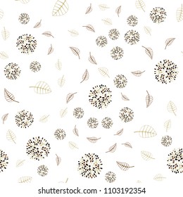 Light Blue, Yellow vector seamless elegant wallpaper with leaves and flowers. Leaves and flowers with gradient on white background. Hand painted design for web, wrapping.