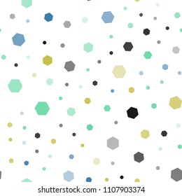 Light Blue, Yellow vector seamless cover with set of hexagons. Illustration with set of colorful hexagons. New design for website's poster, banner.