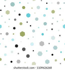 Light Blue, Yellow vector seamless pattern with colorful hexagons. White background with colorful hexagons. New design for website's poster, banner.