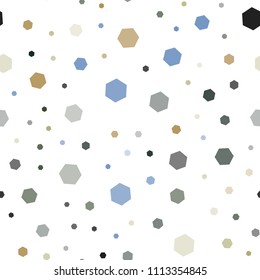 Light Blue, Yellow vector seamless texture with colorful hexagons. Colorful hexagons on white backdrop. Pattern for texture of wallpapers.