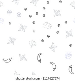 Light Blue, Yellow vector seamless pattern with fresh ingredients. Beautiful colored illustration with food in doodle style. Design for ad, poster, banner of cafes or restaurants.