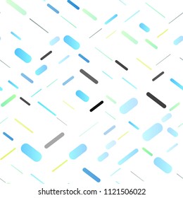 Light Blue, Yellow vector seamless cover with long lines. Glitter abstract illustration with colored sticks. The pattern can be used for busines ad, booklets, leaflets