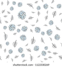 Light Blue, Yellow vector seamless abstract background with leaves and flowers. Leaves, flowers in natural style on white background. Completely new template for your design.