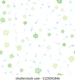 Light Blue, Yellow vector seamless sketch texture. Glitter abstract illustration with doodles and leaves. Pattern for heads of websites and designs.