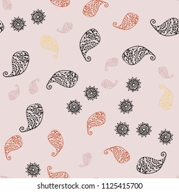 Light Blue, Yellow vector seamless elegant wallpaper with leaves and flowers. Colorful illustration in doodle style with leaves, flowers. Template for backgrounds of cell phones.
