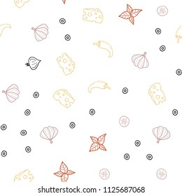 Light Blue, Yellow vector seamless texture with delicious snacks. Fast Food on blurred abstract background with colorful gradient. Pattern for menu of cafes, bars, restaurants.