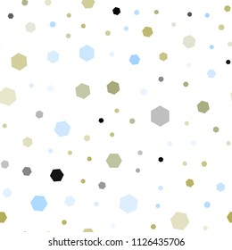 Light Blue, Yellow vector seamless pattern with colorful hexagons. Glitter abstract illustration in hexagonal style. Pattern for texture of wallpapers.