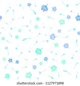 Light Blue, Yellow vector seamless sketch pattern. Doodle illustration of leaves in Origami style with gradient. New template for your business design.