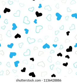 Light Blue, Yellow vector seamless cover with Shining hearts. Decorative shining illustration with hearts on abstract template. Pattern for carnival, festival romantic leaflets.