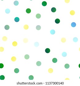 Light Blue, Yellow vector seamless layout with circle shapes. Blurred bubbles on abstract background with colorful gradient. New design for ad, poster, banner of your website.