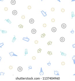 Light Blue, Yellow vector seamless background with tasty food. Beautiful colored illustration with food in doodle style. Pattern for ad, booklets, leaflets of restaurants.