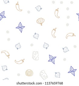 Light Blue, Yellow vector seamless template with organic meal. Blurred decorative design of snacks in doodle style. Doodle design for your business advert of cafes.