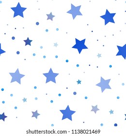 Light Blue, Yellow vector seamless template with sky stars. Modern geometrical abstract illustration with stars. Best design for your ad, poster, banner.