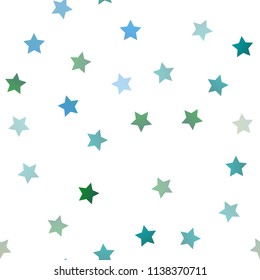 Light Blue, Yellow vector seamless cover with small and big stars. Decorative shining illustration with stars on abstract template. The pattern can be used for wrapping gifts.