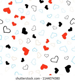 Light Blue, Yellow vector seamless texture with lovely hearts. Glitter abstract illustration with colorful hearts in romantic style. Pattern can be used for valentine's ad, booklets.