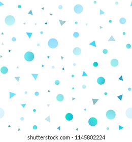 Light Blue, Yellow vector seamless layout with circles, lines. Illustration with set of colorful circles, triangles. Pattern for trendy fabric, wallpapers.