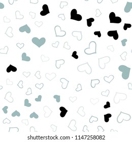 Light Blue, Yellow vector seamless cover with Shining hearts. Hearts on blurred abstract background with colorful gradient. Design for ad, poster, banner of Valentine Day.