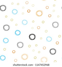 Light Blue, Yellow vector seamless layout with circle shapes. Illustration with set of shining colorful abstract circles. New design for ad, poster, banner of your website.